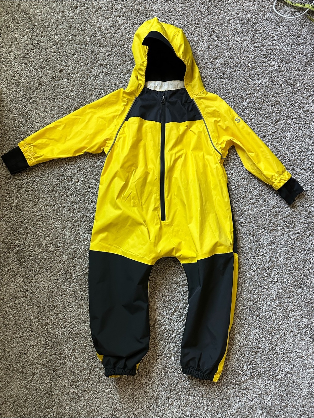 Stonz Baby Toddler Rain Suit 12-18 Months Waterproof Yellow Hooded One Piece